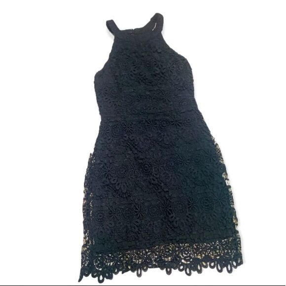 Hollister Co. Black Lace Mini Halter Dress Pre 2010 with Soft Inner Lining - Picture 2 of 13